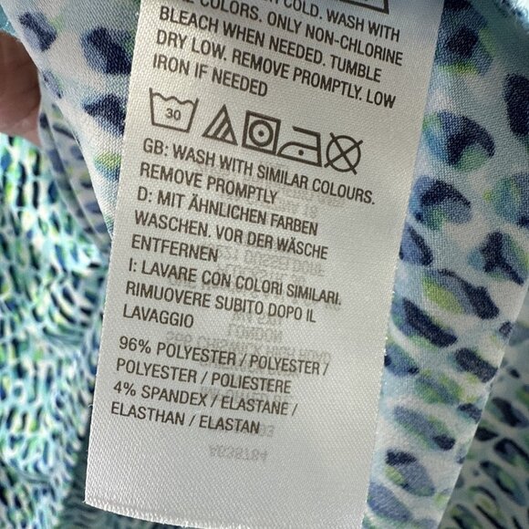 Susan Graver Womens Top Plus 3X Blue Green Puff Ruched Short Sleeves Liquid Knit - Picture 6 of 8